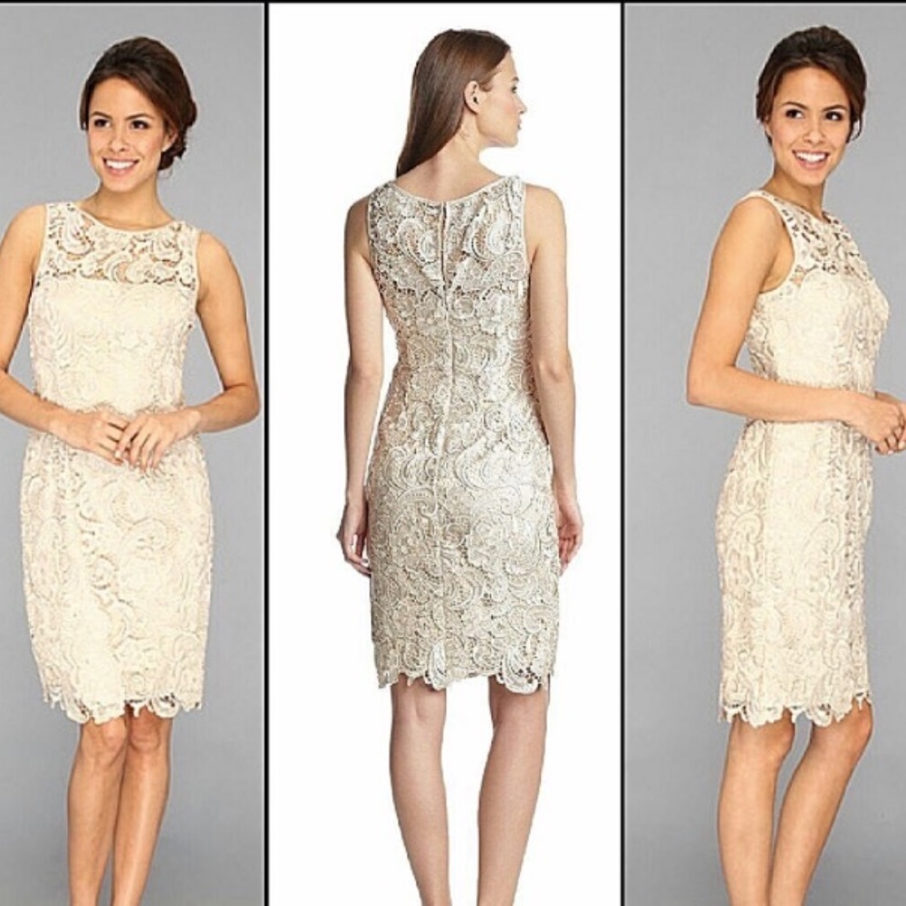 NWT ADRIANNA PAPELL 8 Lace Illusion Bridal Gift Rose Print Crochet WEDDING 8